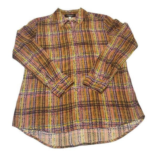 Johnny Was Tops - Johnny Was Workshop 100% Silk Long Sleeve Button Front Shirt Small Multicolor